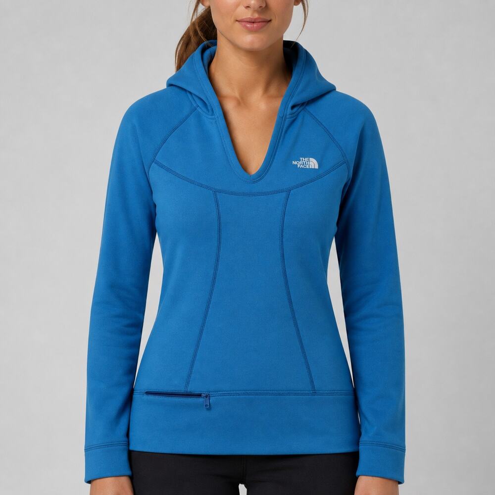 The North Face Hoodie Womens Medium Blue Drawstring Pocket Long Sleeve